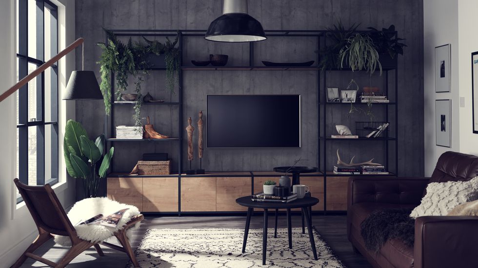Industrial-style TV stand