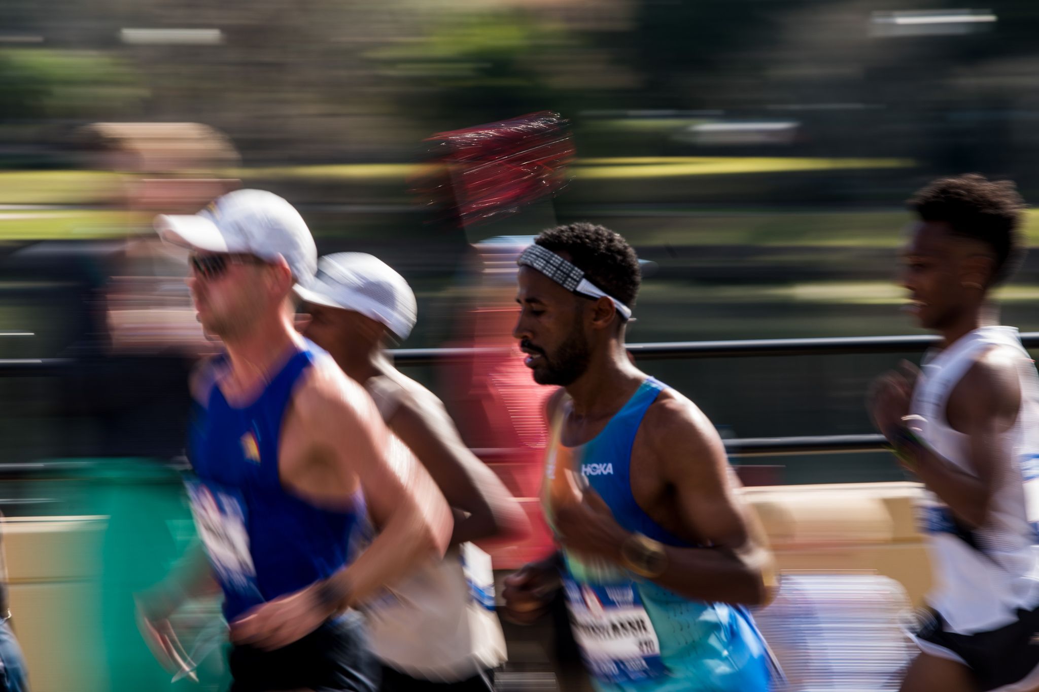 a group of men running