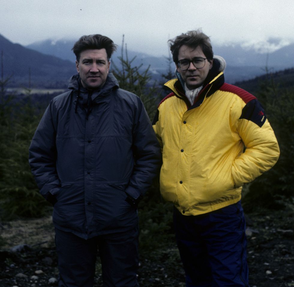 DAVID LYNCH y MARK FROST en el rodaje de Twin Peaks