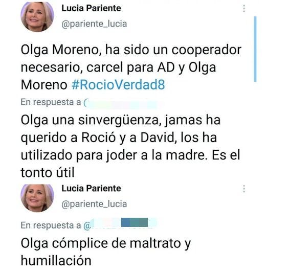 lucía pariente se queda sin twitter por insultar a olga