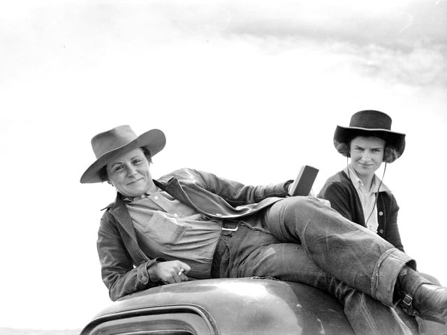two cowgirls, quarter circle u ranch, montana, june 1939