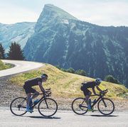two cyclists on a descent