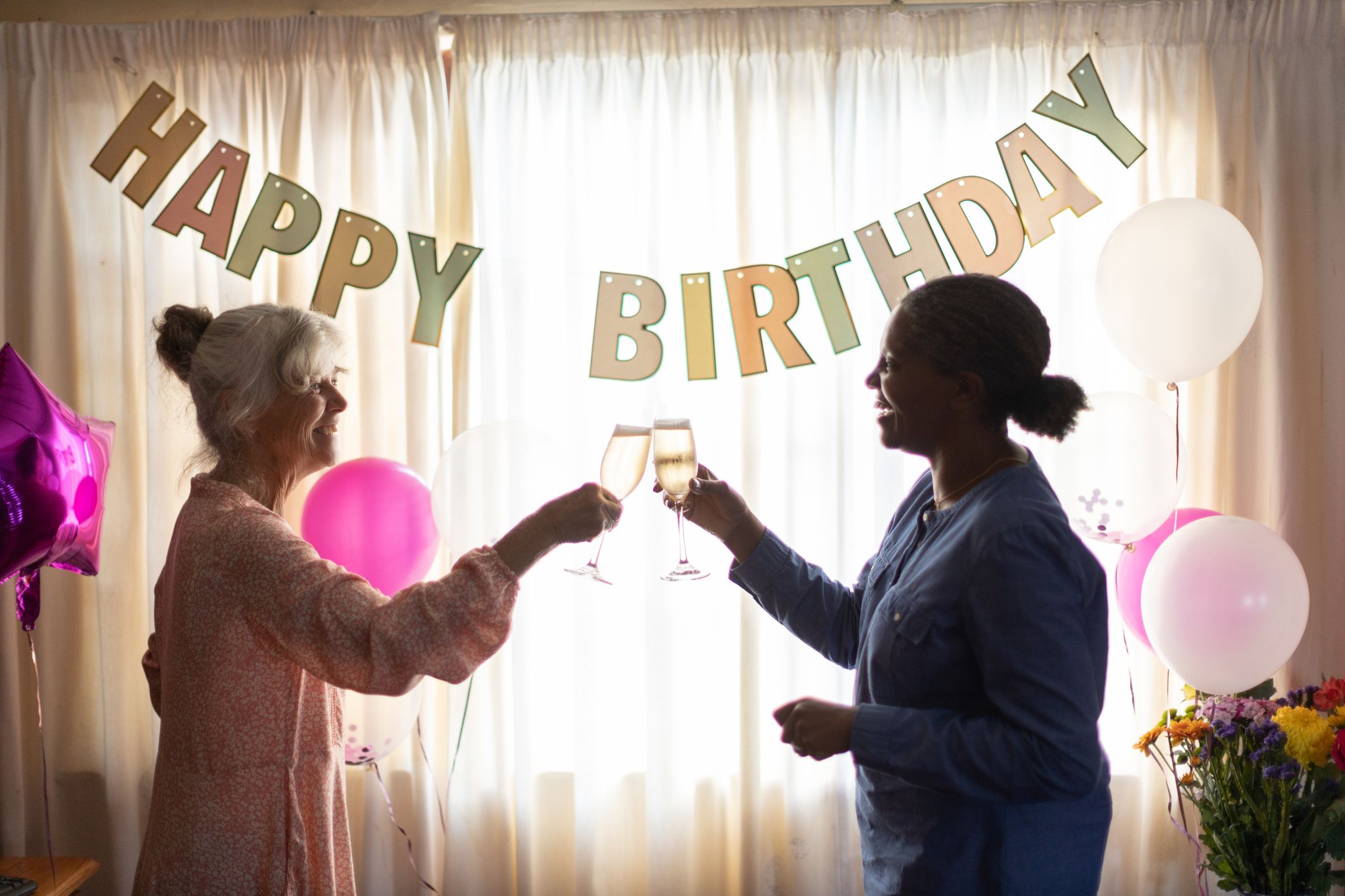 Two Friends Celebrating A Birthday With Champagne Royalty Free Image 1677261884 