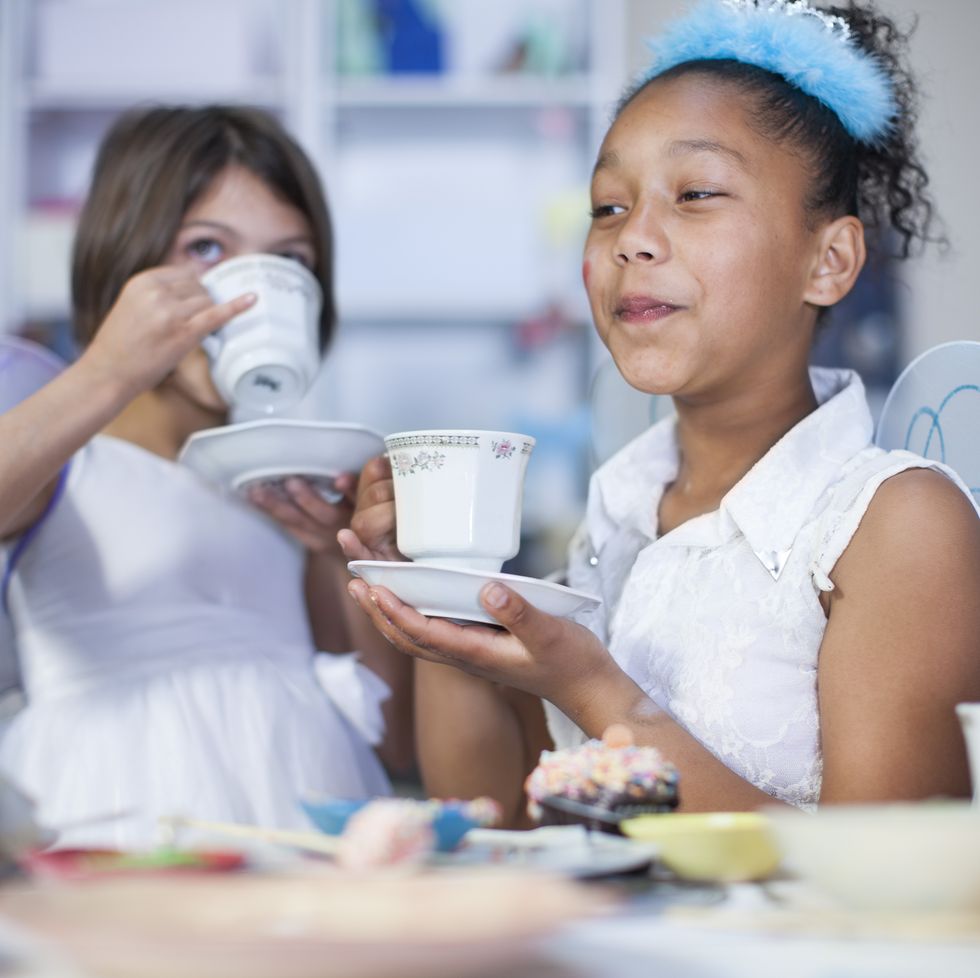 two girls on a tea party fun activities for kids