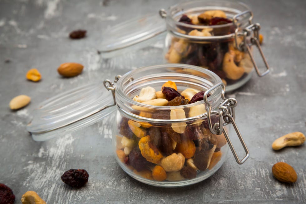 two glasses of trail mix