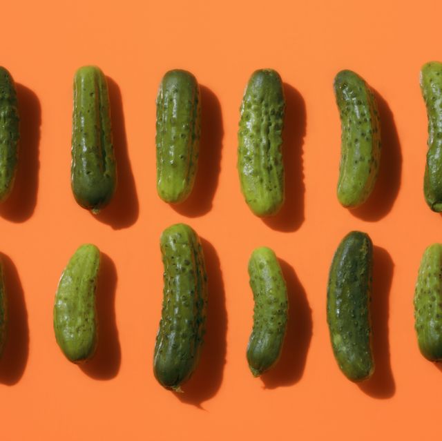 two rows of pickles