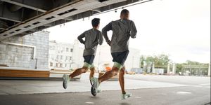 two runners training at outdoor