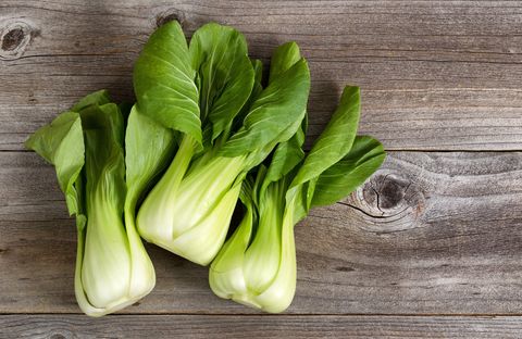 directly above shot of bok choys on table