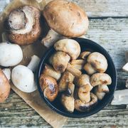 breakfast fresh whole button champignon mushrooms