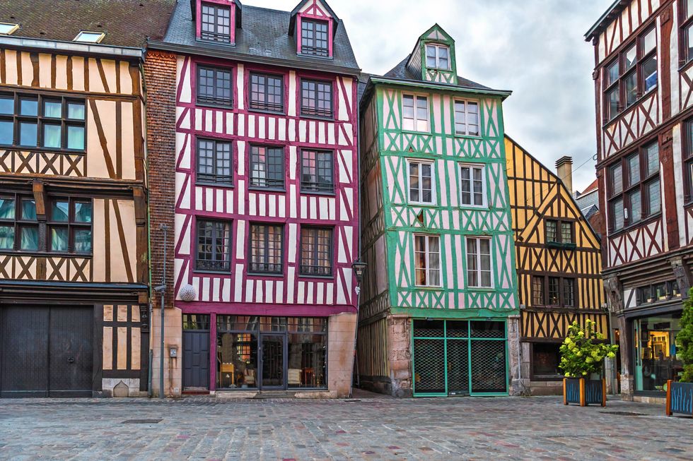 typical houses in old town of rouen, normandy, france
