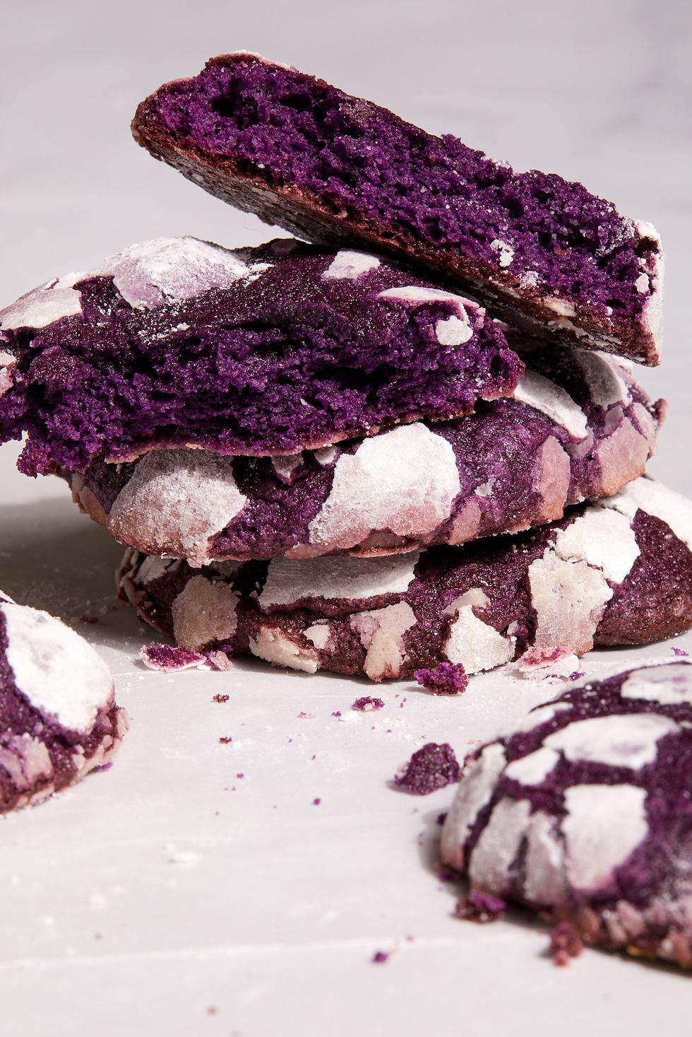 purple ube crinkle cookies