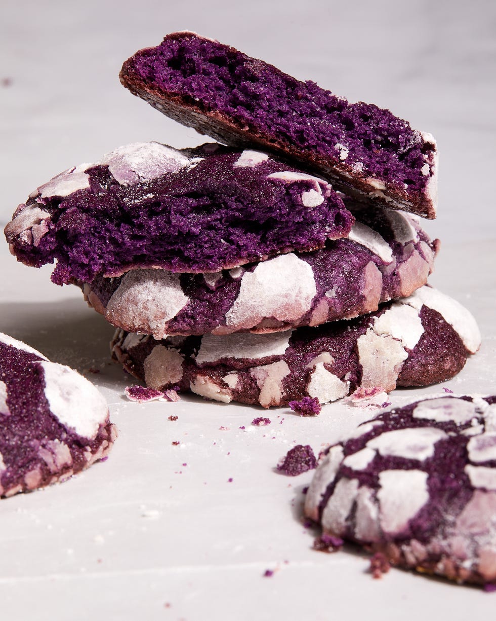 purple ube crinkle cookies