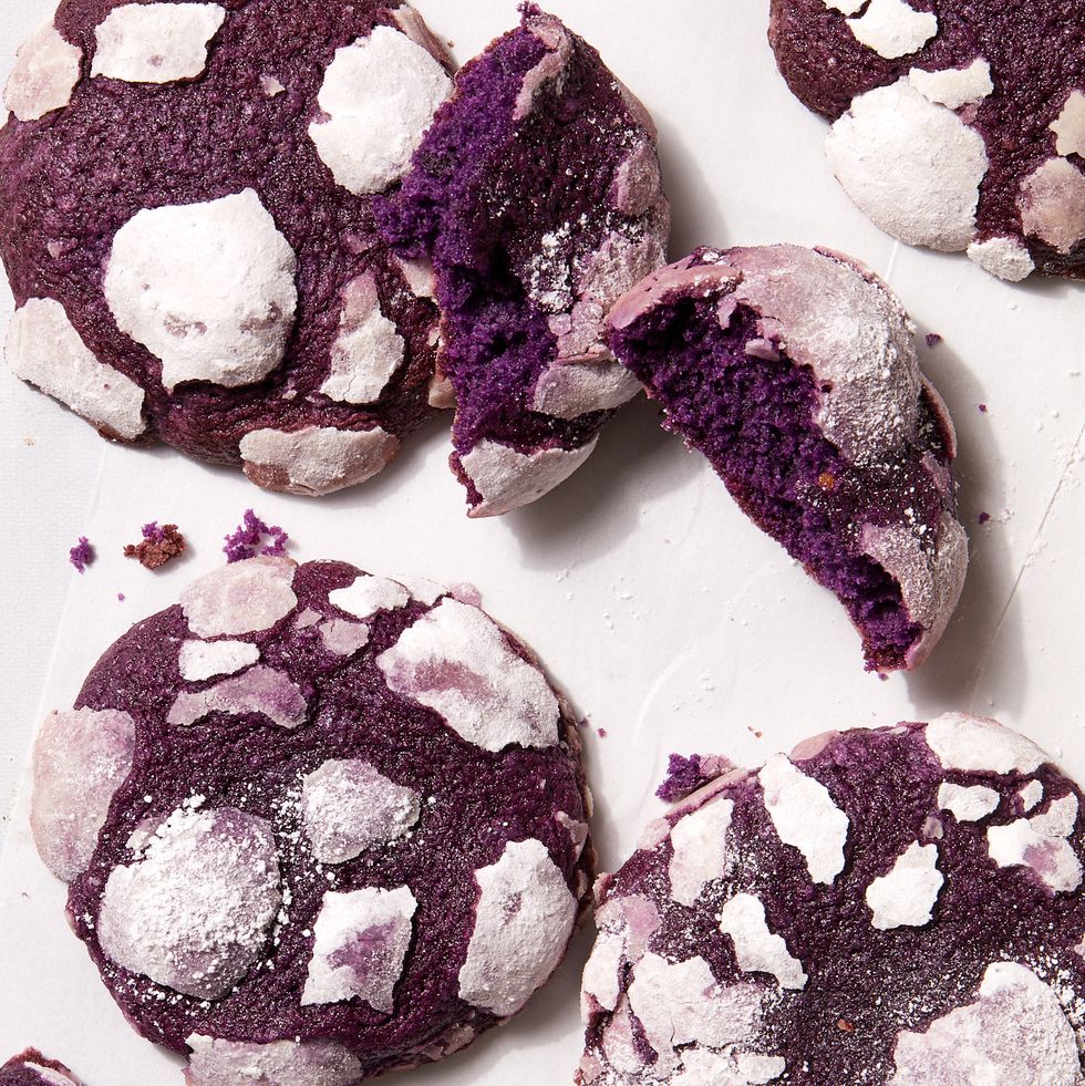 purple ube crinkle cookies