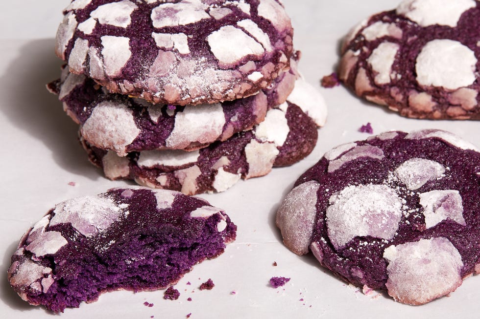 purple ube crinkle cookies