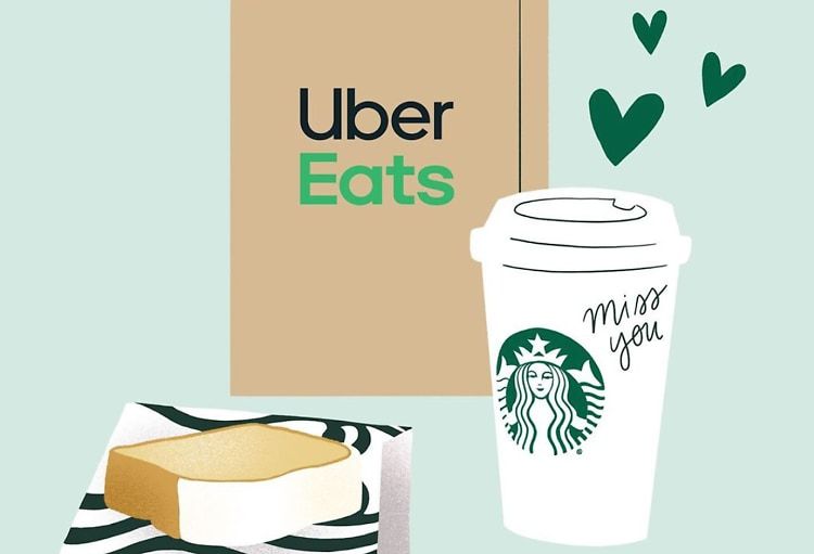 uber eats starbucks send a cup