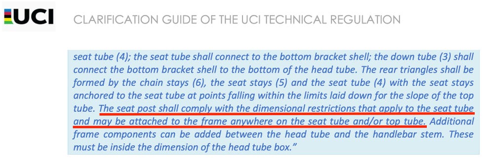 uci technical regulation clarification guide on bicycle frame components