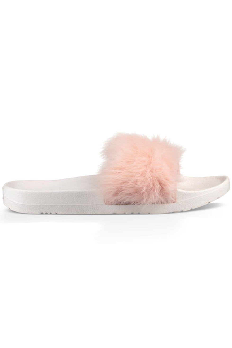 Footwear, White, Pink, Fur, Shoe, Feather, Slipper, Beige, Costume accessory, 