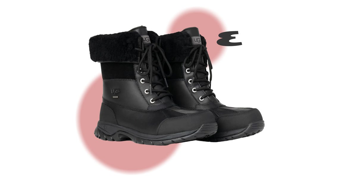 black winter boots with fur lining and rubber sole