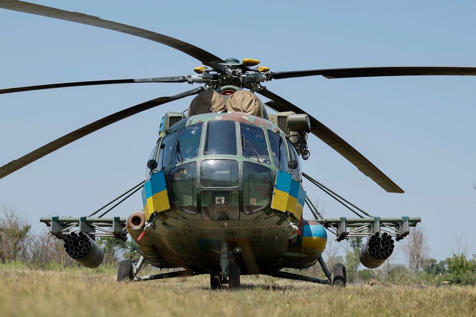 ukrainian mi 8 helicopters are waiting for a combat sortie in donetsk oblast