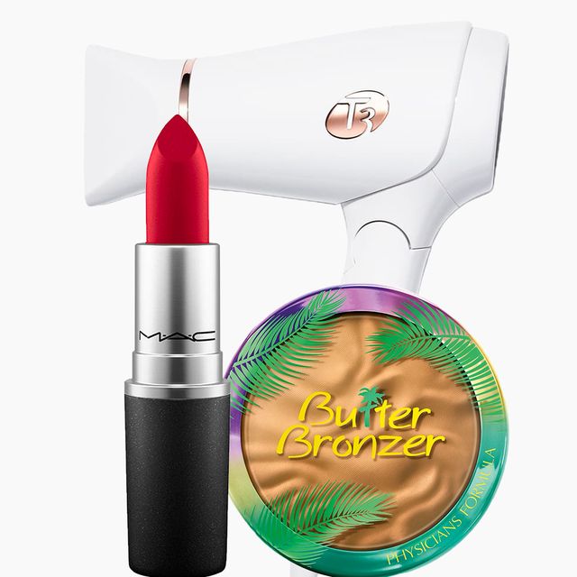 ulta beauty sale with mac lipstick, blow dryer, and hair oil