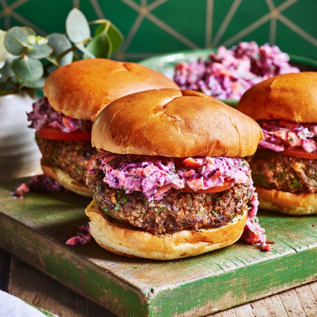 ultimate veggie burger with slaw