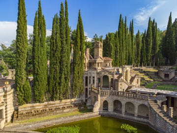 umbria, montegabbione, drone air view of la scarzuola