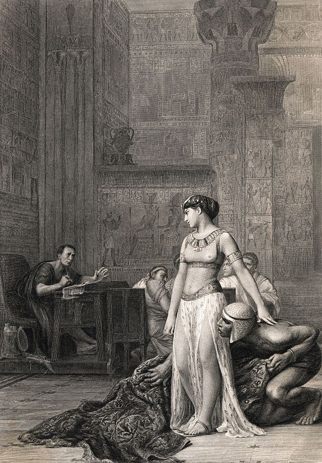 illustration of cleopatra meeting with caesar