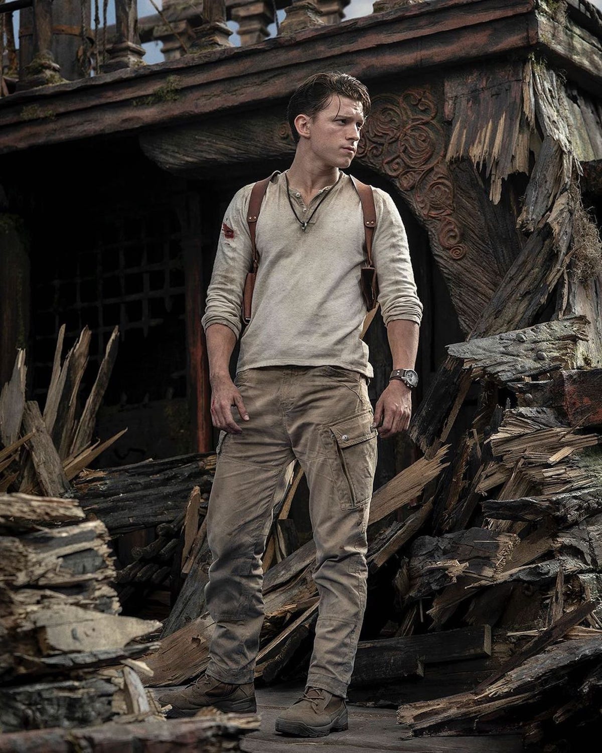 Imagen de Tom Holland en Uncharted como el joven Nathan Drake