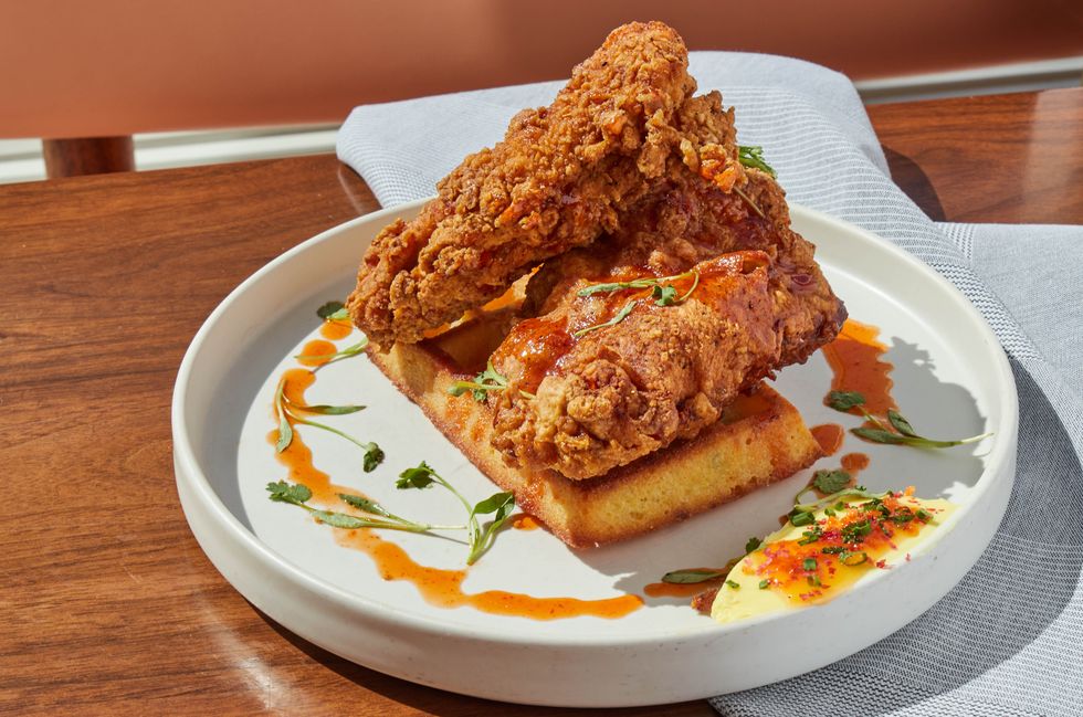 unconventional diner's chicken and waffles
