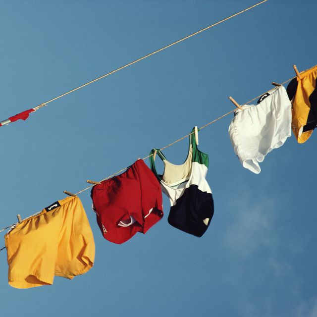 underwear on washing line, low angle view