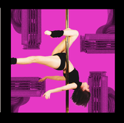 Pole dance, Dance, Text, Physical fitness, Performing arts, Leg, Arm, Pilates, Font, Event, 