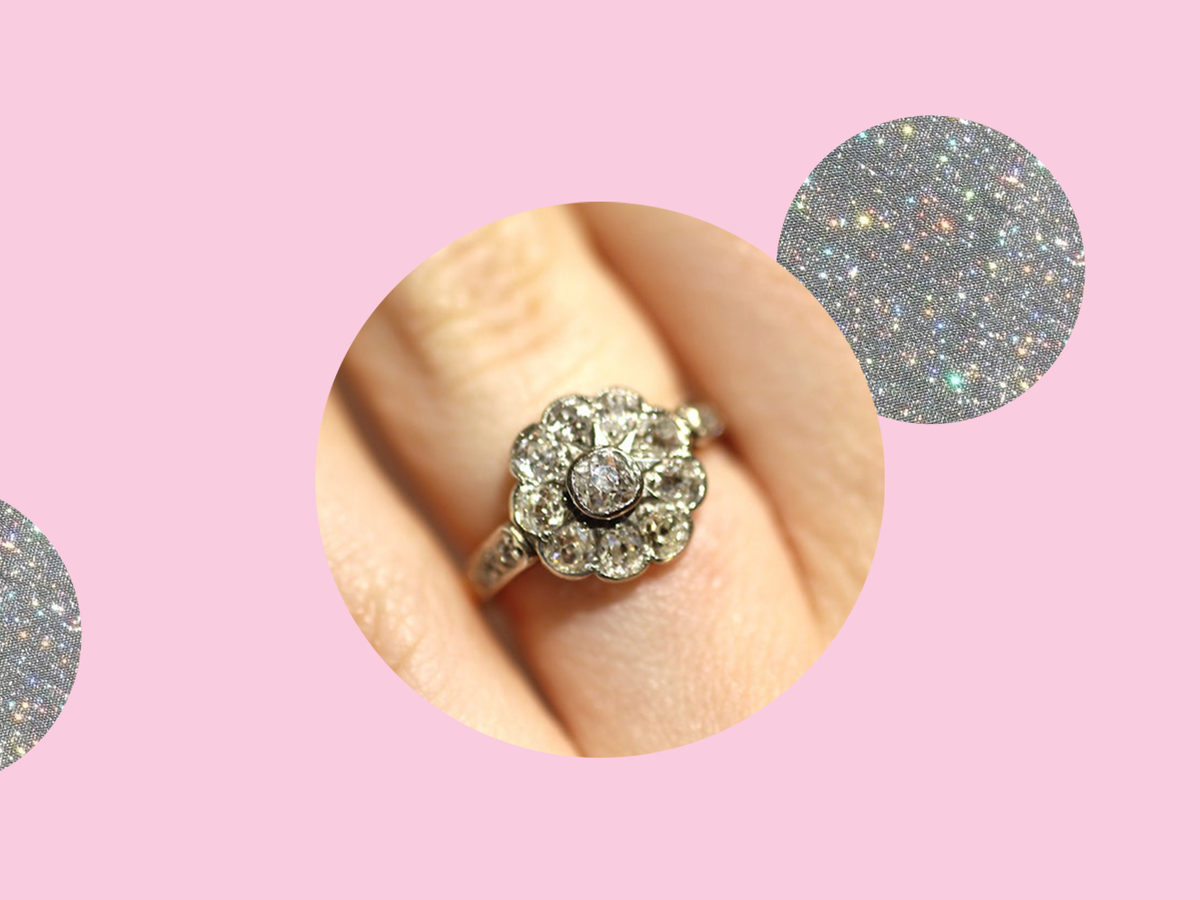 Round halo engagement ring, diamond alternative ring, unique