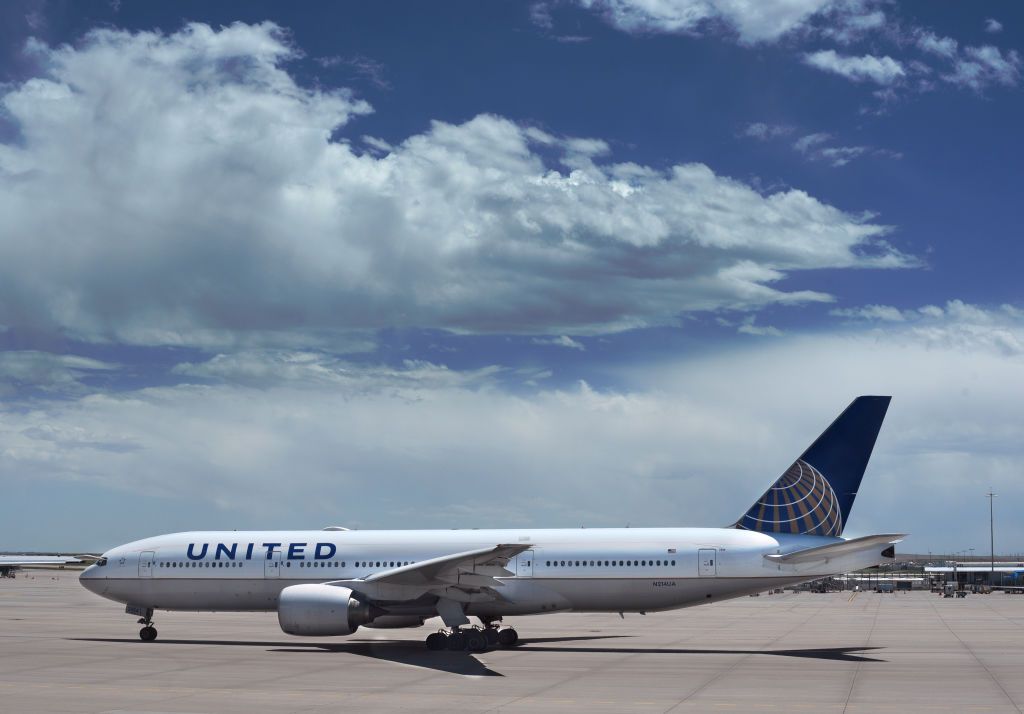 united airlines plane at denver international airport