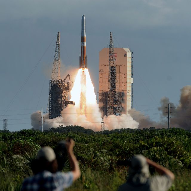 A United Launch Alliance Delta IV rocket in space at complex...