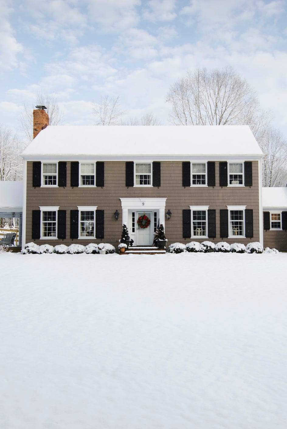 United States, New Jersey, American colonial style house in Winter united states, new jersey, american colonial style house in winter