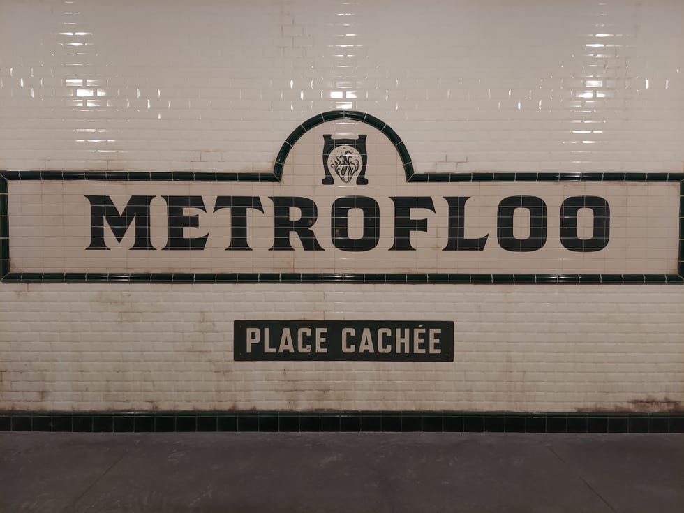 the metrofloo spelled out in subway tiles