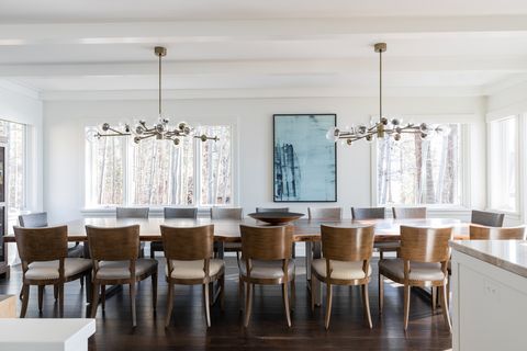 dining table with view of forest