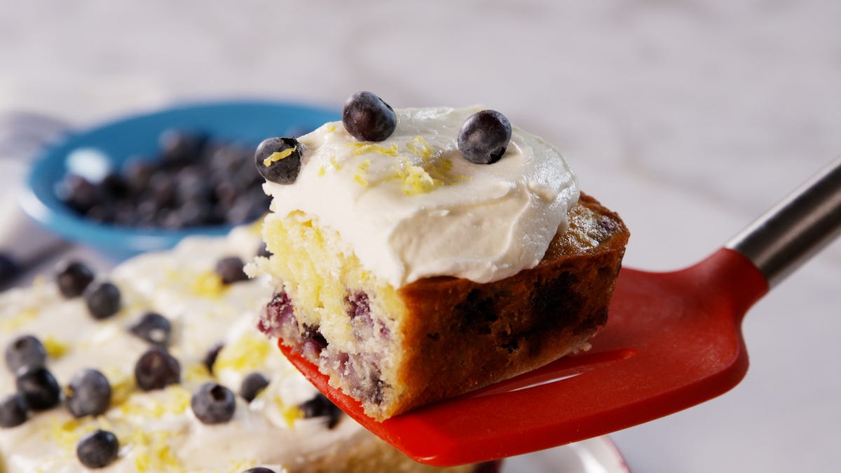 preview for Lemon Blueberry Snack Cake | Delish + Land O'Lakes