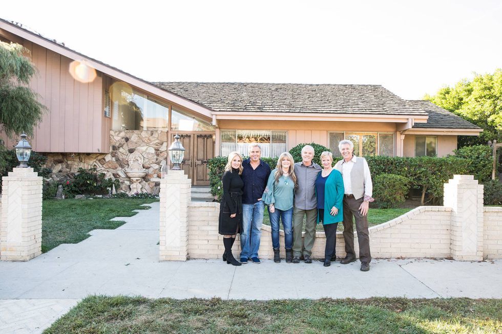 Brady Bunch cast reunites at The Brady Bunch house in Los Angeles.