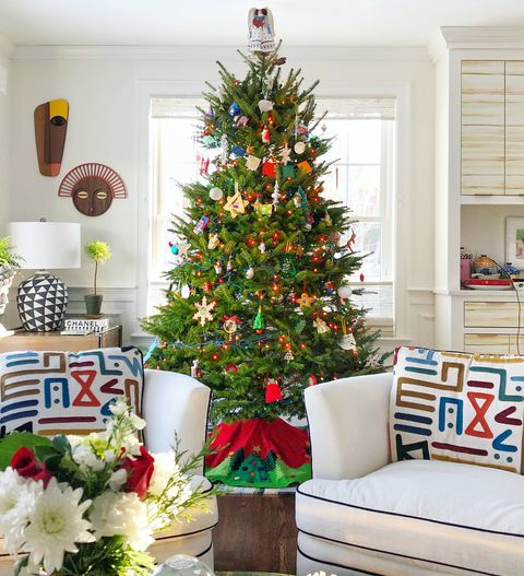 Christmas tree, Christmas decoration, Christmas ornament, White, Christmas, Living room, Tree, Home, Room, Interior design, 