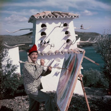 salvador dali in figueres, spain  
spain   circa 1900 salvador dali in figueres, spain   the artist in his home