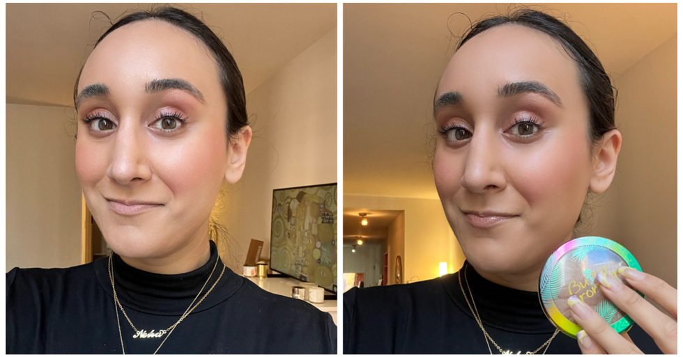 before and after of me wearing and testing the physicians formula butter bronzer