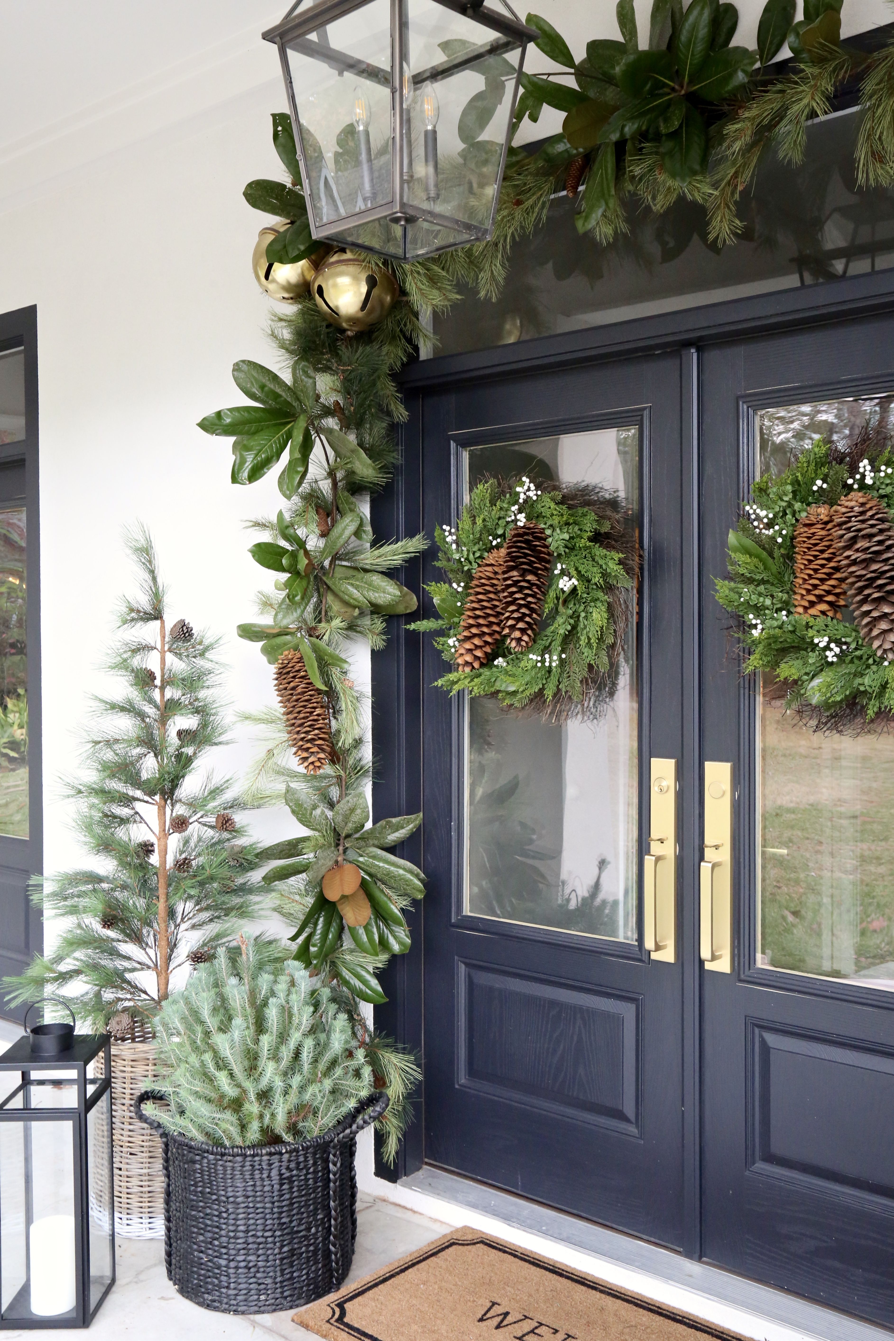 Keeping It Cozy: A Porch for Winter  Pine cone decorations, Front porch  decorating, Winter decor