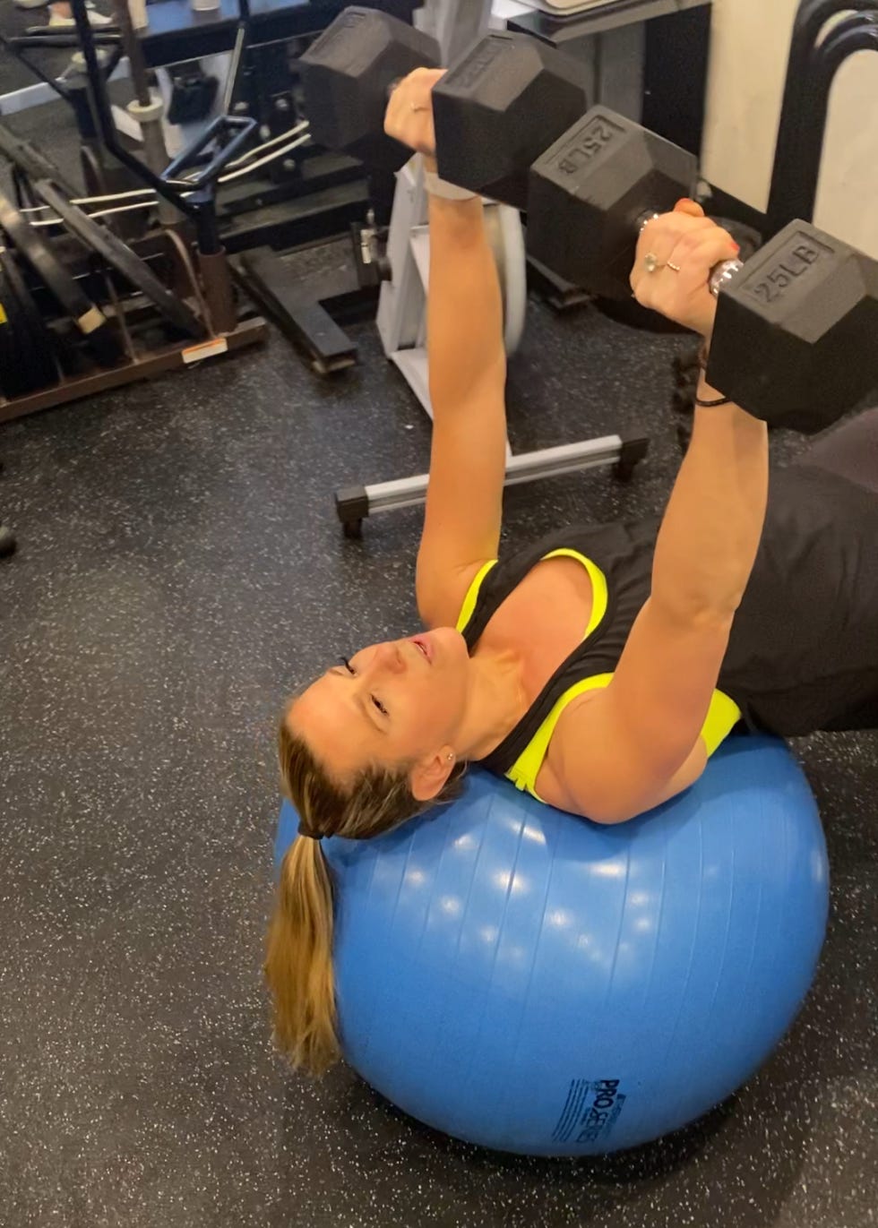 amy schlinger chest press exercise ball