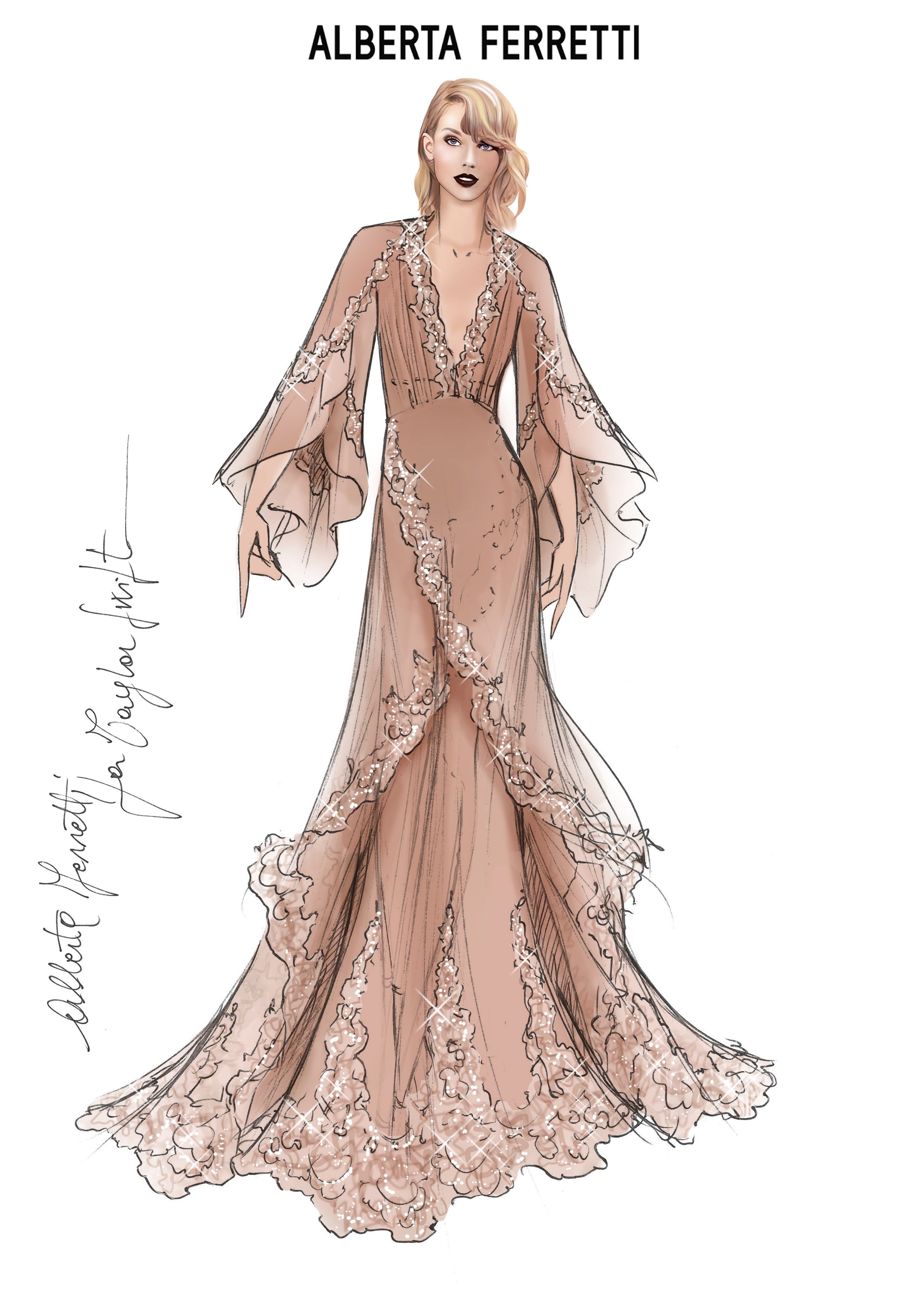 Dress design sketch by Archana  Varanasi