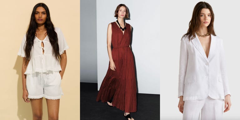 a collection of three different outfits on models