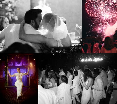 a collage from lopez and affleck's reception that lopez shared