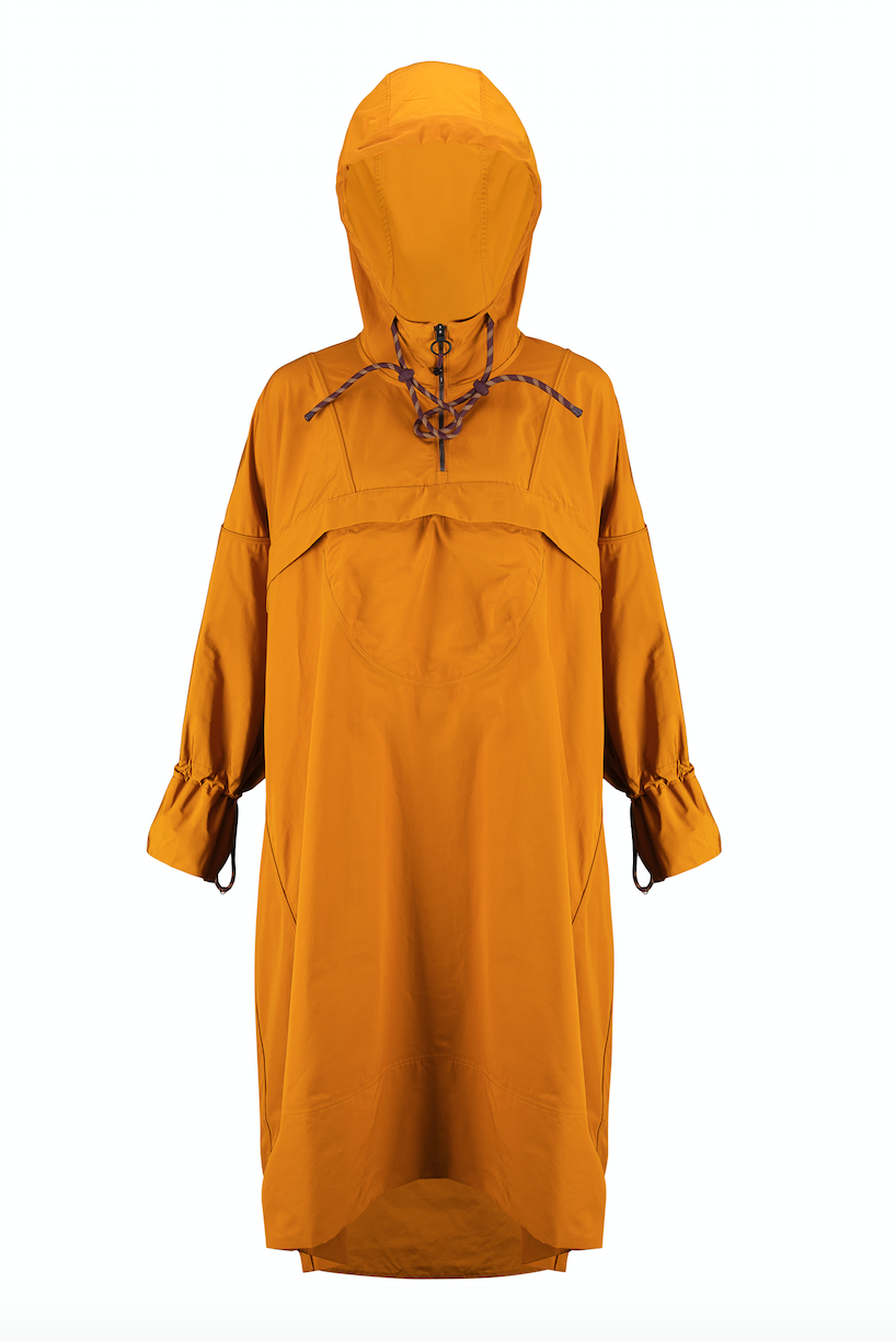 Clothing, Outerwear, Raincoat, Yellow, Hood, Orange, Jacket, Sleeve, Workwear, Rain suit, 
