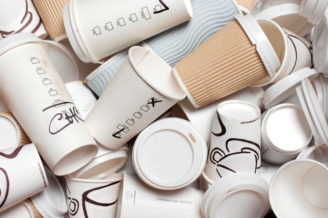 unrecyclable takeaway coffee cups