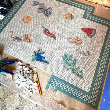 Unswept Floor mosaic by Amy Exton in progress unswept floor mosaic by amy exton in progress